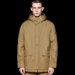 Veste à capuche STONE ISLAND Ghost coton Primaloft camel