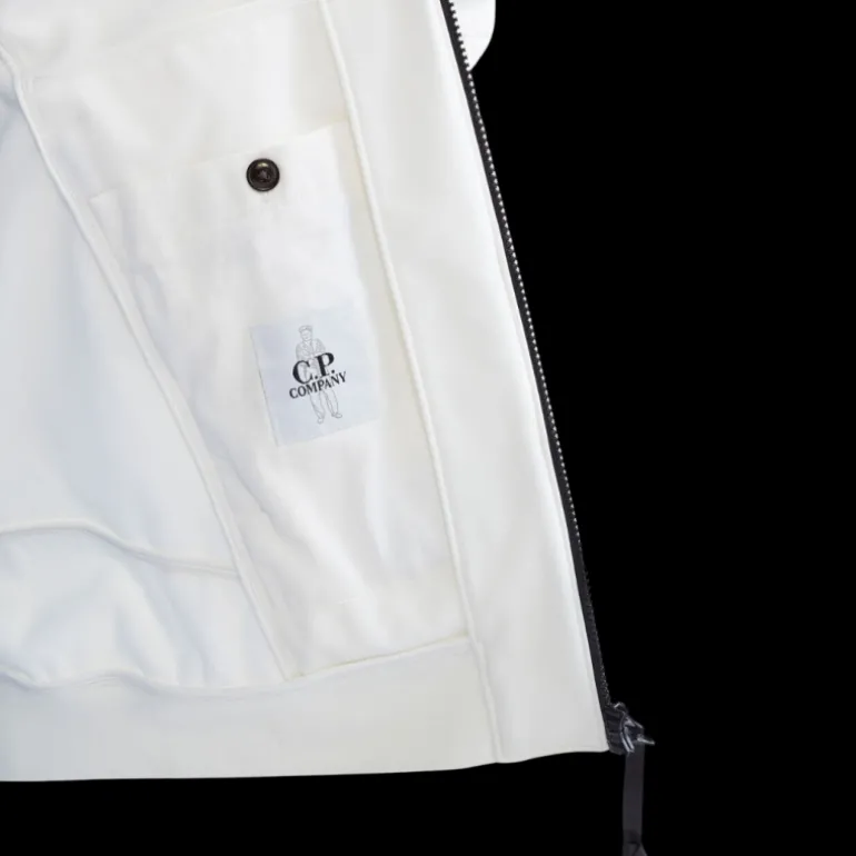 Veste à capuche zippée CP Shell-R blanc lentille