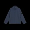 Veste à capuche zippée STONE ISLAND coupe-vent nylon soft shell bleu marine