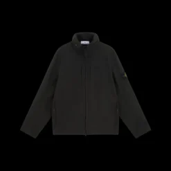 Veste à capuche zippée STONE ISLAND coupe-vent nylon soft shell noir