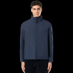 Veste à capuche zippée STONE ISLAND coupe-vent nylon soft shell bleu marine