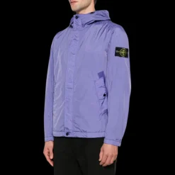 Veste à capuche zippée STONE ISLAND Crinkle reps nylon recyclé lavande