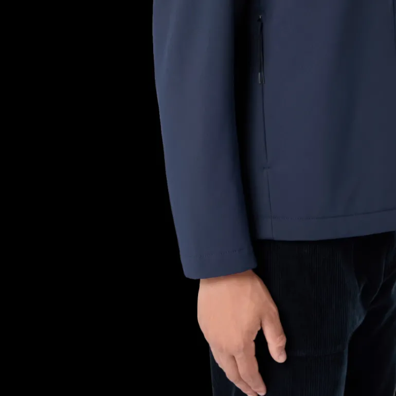 Veste à capuche zippée STONE ISLAND coupe-vent nylon soft shell bleu marine