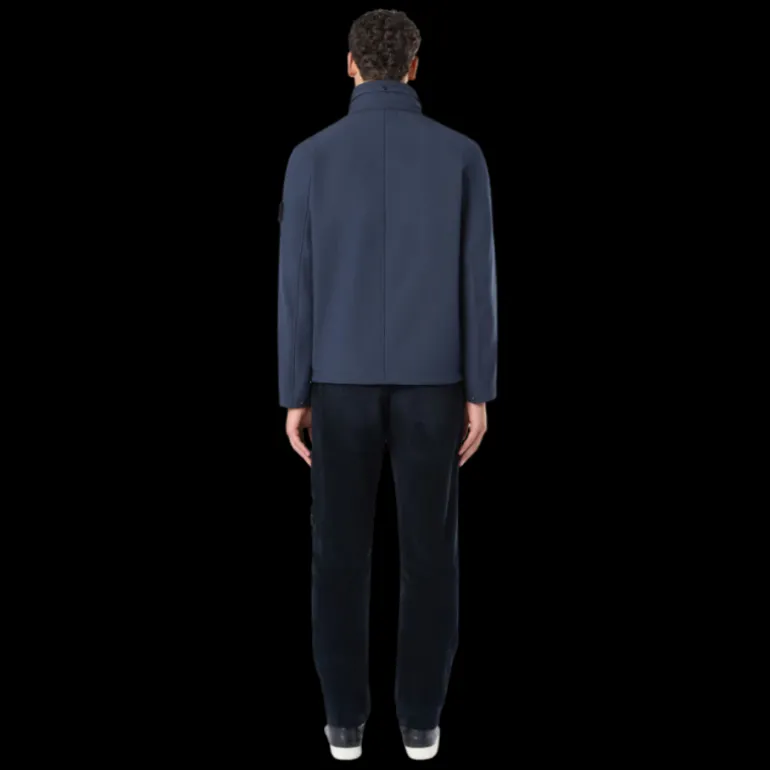 Veste à capuche zippée STONE ISLAND coupe-vent nylon soft shell bleu marine