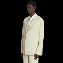 Veste ample LANVIN laine mélangée écru mastic boutons cachés