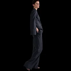 Veste blazer BARBARA BUI soie bleu marine rayures tennis zip dos