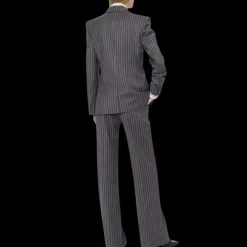 Veste Blazer croisé ALBERTA FERRETTI flanelle laine gris rayures