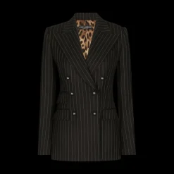 Veste Blazer DOLCE & GABBANA Turlington en sergé noir à fines rayures blanches