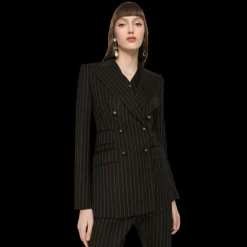 Veste Blazer DOLCE & GABBANA Turlington en sergé noir à fines rayures blanches