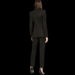 Veste Blazer DOLCE & GABBANA Turlington en sergé noir à fines rayures blanches