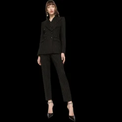 Veste Blazer DOLCE & GABBANA Turlington en sergé noir à fines rayures blanches