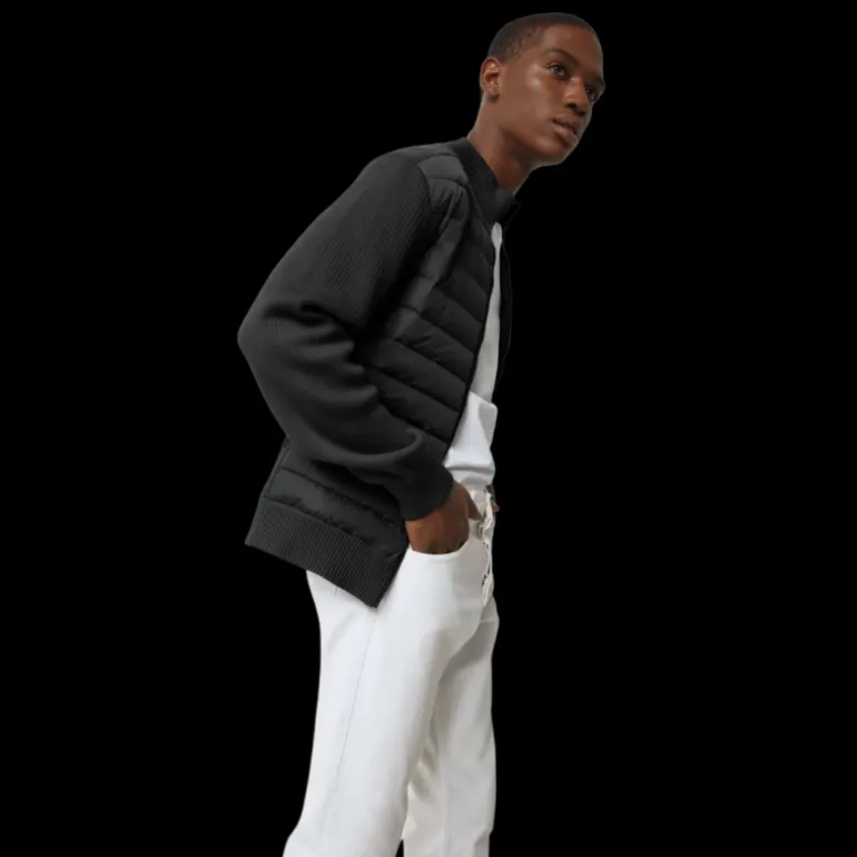 Veste Cardigan CANADA GOOSE Hybridge zippé Bi matière laine noir