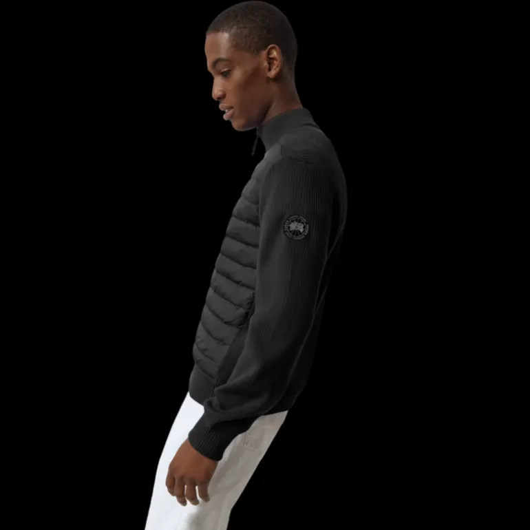 Veste Cardigan CANADA GOOSE Hybridge zippé Bi matière laine noir