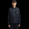 Veste chemise zippée MONCLER gabardine coton bleu marine poche poitrine
