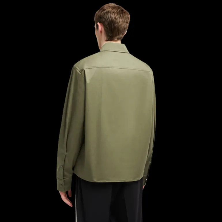 Veste chemise zippée MONCLER gabardine coton kaki poche poitrine