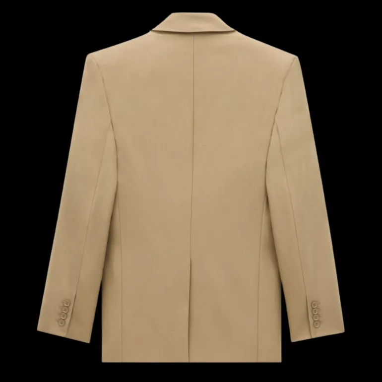 Veste Costume SAINT LAURENT Blazer simple bouton gabardine de laine beige foncé