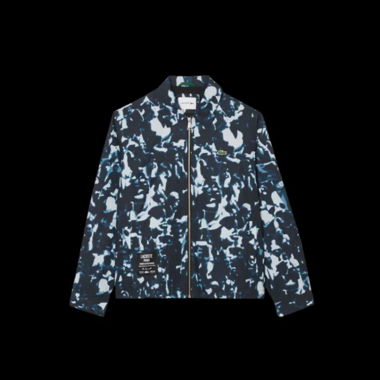 Veste coupe-vent LACOSTE déperlante nylon imprimé camouflage bleu