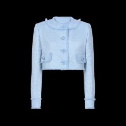 Veste courte DOLCE & GABBANA tweed laine raschel bleu ciel