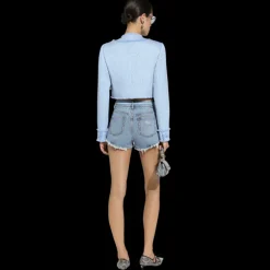 Veste courte DOLCE & GABBANA tweed laine raschel bleu ciel