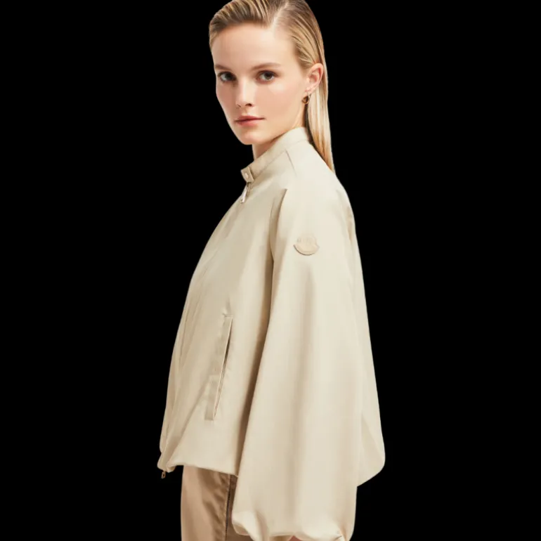 Veste courte MONCLER Gruissan zippée évasée coton nylon beige