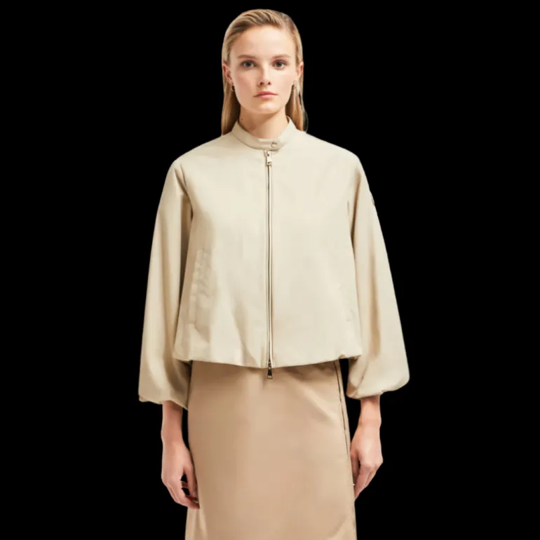 Veste courte MONCLER Gruissan zippée évasée coton nylon beige
