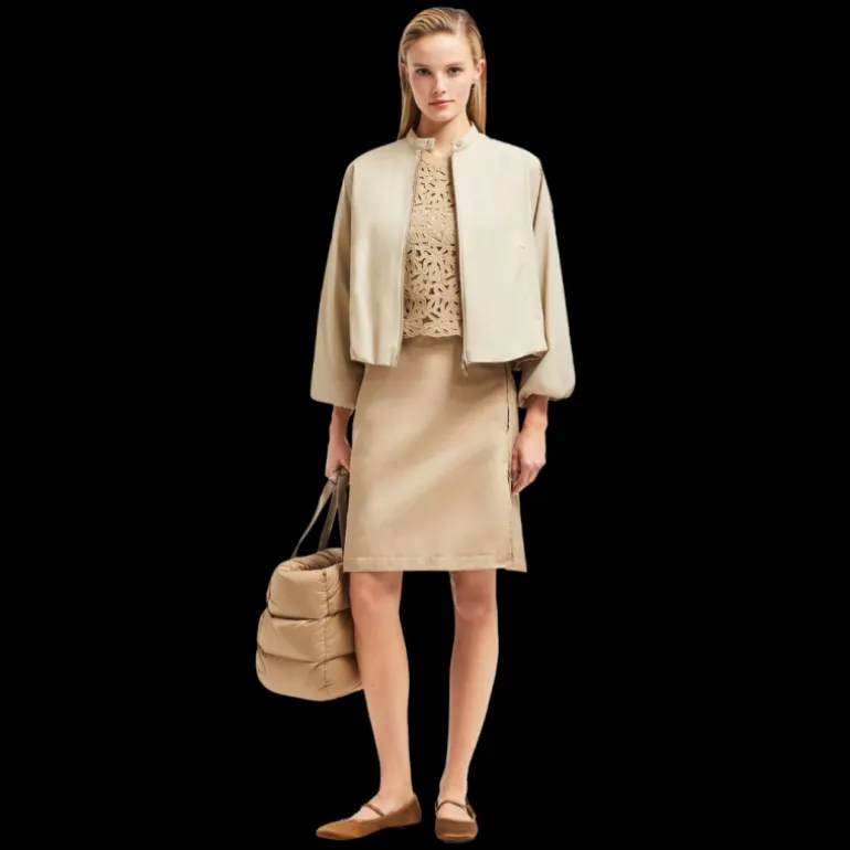 Veste courte MONCLER Gruissan zippée évasée coton nylon beige