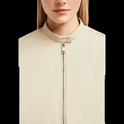 Veste courte MONCLER Gruissan zippée évasée coton nylon beige