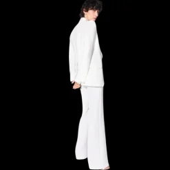 Veste de costume Blazer BARBARA BUI cintré crêpe blanc col satin