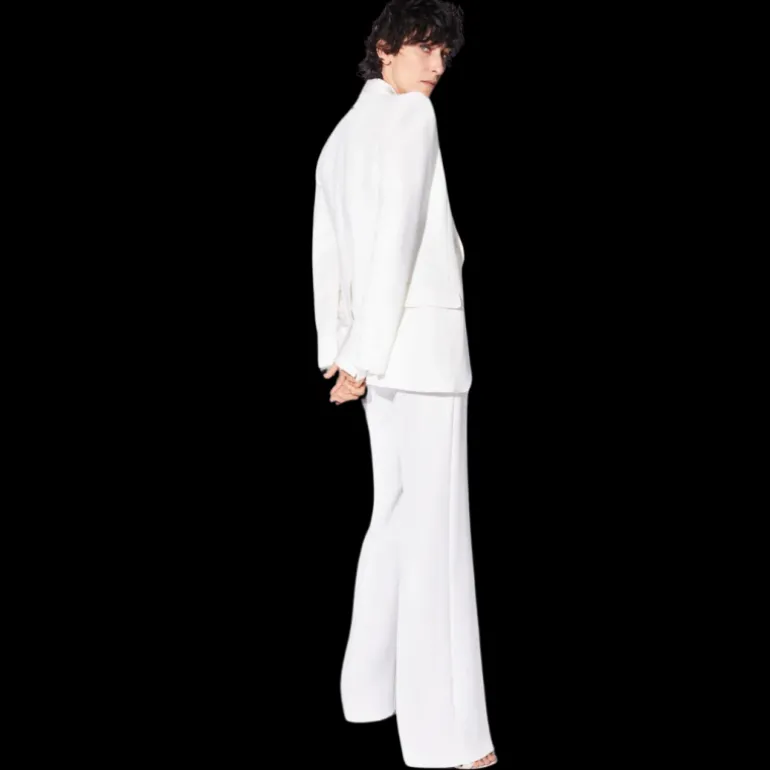 Veste de costume Blazer BARBARA BUI cintré crêpe blanc col satin