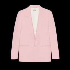 Veste de costume SAINT LAURENT un bouton laine mohair rose pastel