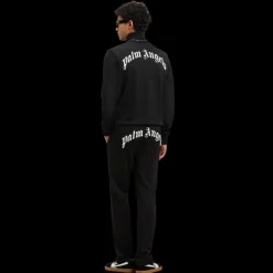 Veste de survêtement PALM ANGELS zippée col montant nylon noir logo blanc dos