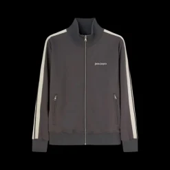 Veste de survêtement PALM ANGELS zippée nylon gris bande blanche logo