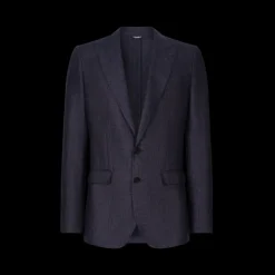 Veste DOLCE & GABBANA Taormina lin mélangé bleu marine simple boutonnage