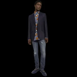 Veste DOLCE & GABBANA Taormina lin mélangé bleu marine simple boutonnage