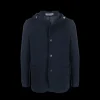 Veste droite CORNELIANI capuche cachemire bleu marine