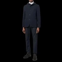 Veste droite CORNELIANI capuche cachemire bleu marine