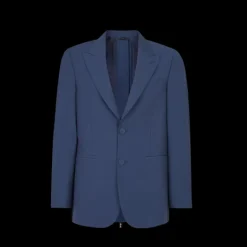 Veste droite FENDI 2 boutons laine bleu zip dos
