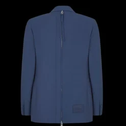 Veste droite FENDI 2 boutons laine bleu zip dos