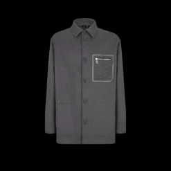 Veste FENDI Go-To bouton cachemire flanelle gris Poche FF