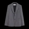 Veste LANVIN simple boutonnage poches plaquées jersey laine gris foncé