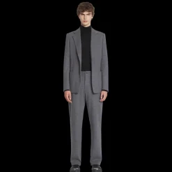 Veste LANVIN simple boutonnage poches plaquées jersey laine gris foncé