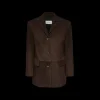 Veste MAGDA BUTRYM oversize cuir mouton daim marron chocolat