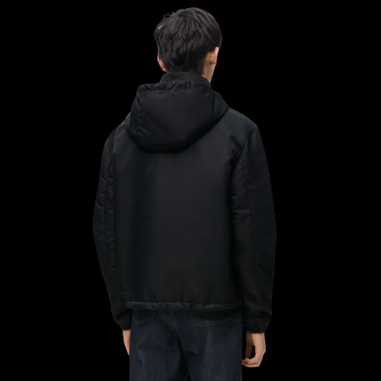 Veste matelassée à capuche LOEWE nylon noir poche cuir anagramme