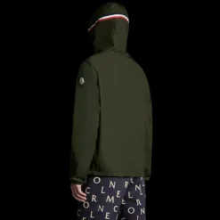 Veste MONCLER Grimpeurs zippée capuche nylon kaki liseret tricolore