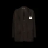 Veste oversize DOLCE & GABBANA à simple boutonnage surchemise lin viscose marron