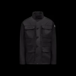 Veste Saharienne MONCLER Lez nylon noir poches capuche amovible