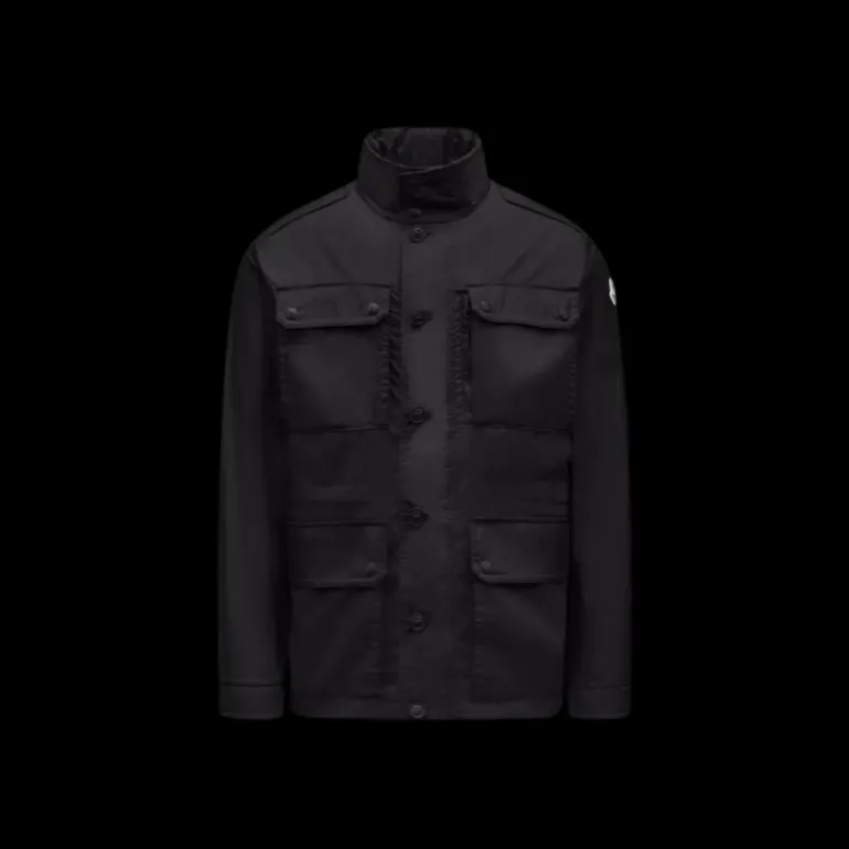 Veste Saharienne MONCLER Lez nylon noir poches capuche amovible