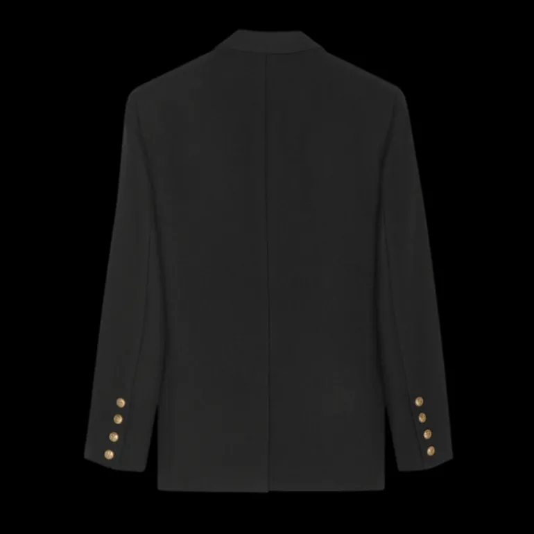 Veste SAINT LAURENT à double boutonnage poils de chameau recyclés noir