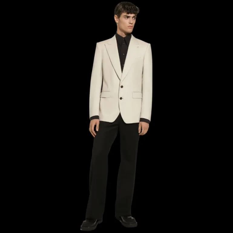 Veste Sicilia DOLCE & GABBANA simple boutonnage col flèche laine beige
