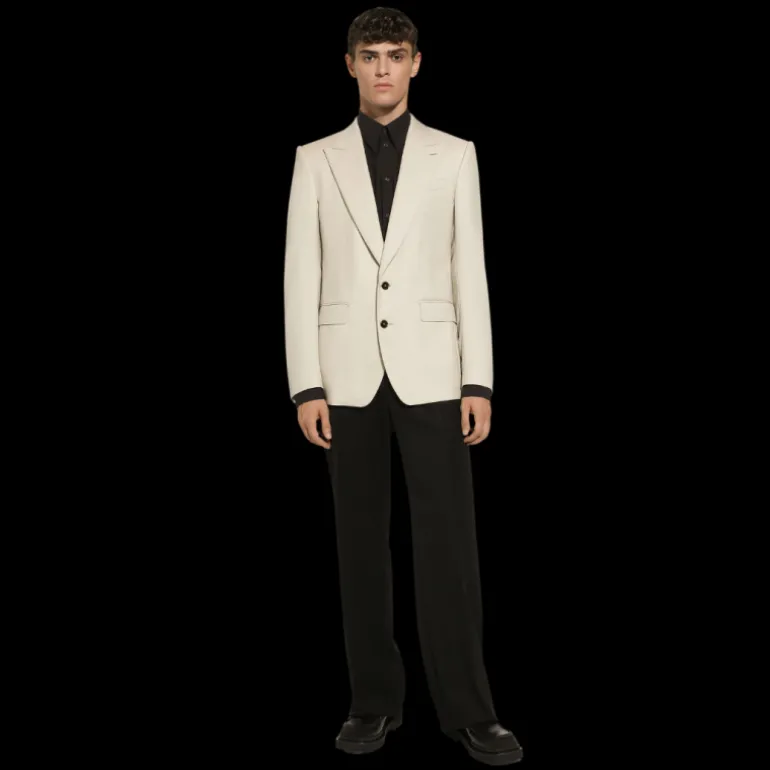 Veste Sicilia DOLCE & GABBANA simple boutonnage col flèche laine beige